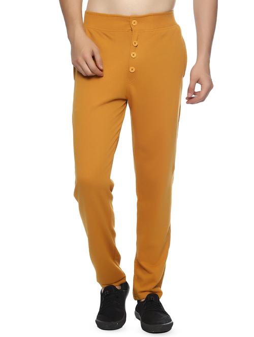 mustard solid full length track pant - 16527694 - Standard Image - 1