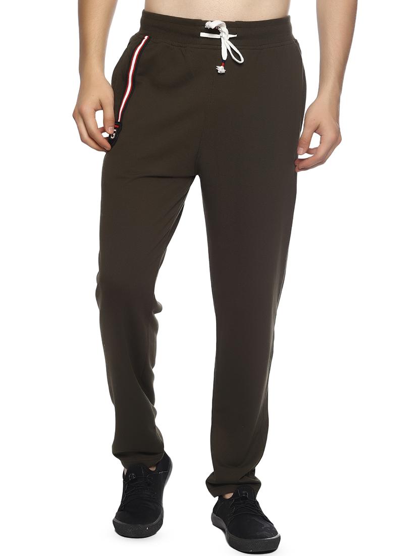 olive green solid full length track pant - 16527705 - Zoom Image - 1