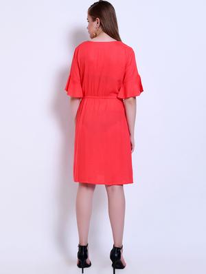 tie up floral embroidered a-line dress - 16527861 - Standard Image - 3