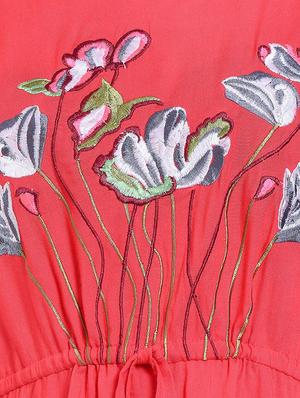 tie up floral embroidered a-line dress - 16527861 - Standard Image - 4