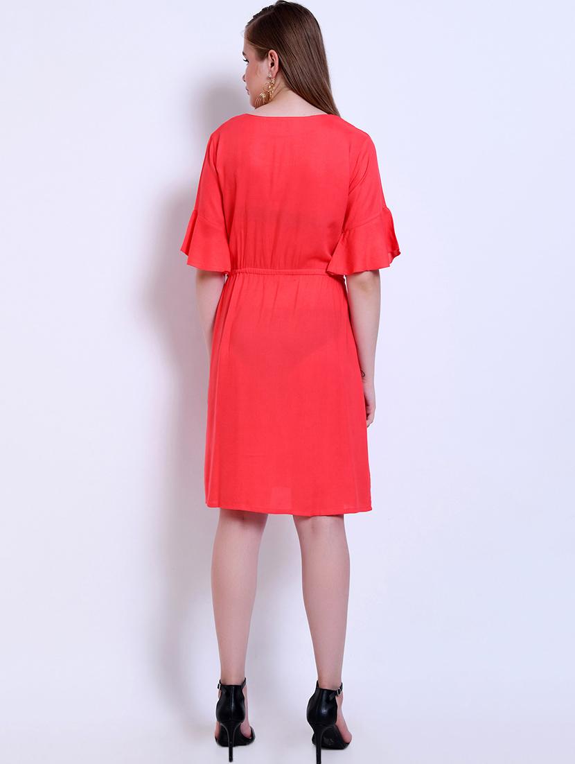 tie up floral embroidered a-line dress - 16527861 - Zoom Image - 3