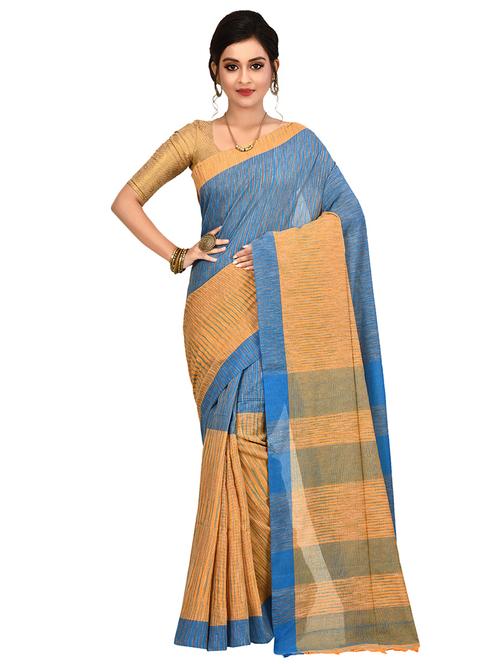 bordered tant saree - 16528268 - Standard Image - 1