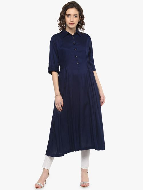 solid a-line kurta - 16528588 - Standard Image - 1