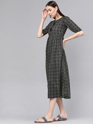black cotton aline dress - 16528669 - Standard Image - 2