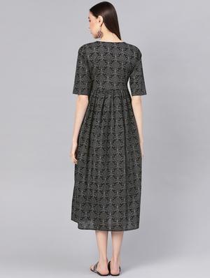 black cotton aline dress - 16528669 - Standard Image - 3