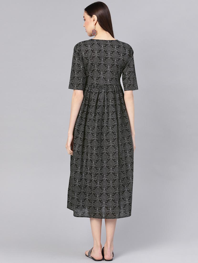 black cotton aline dress - 16528669 - Zoom Image - 3