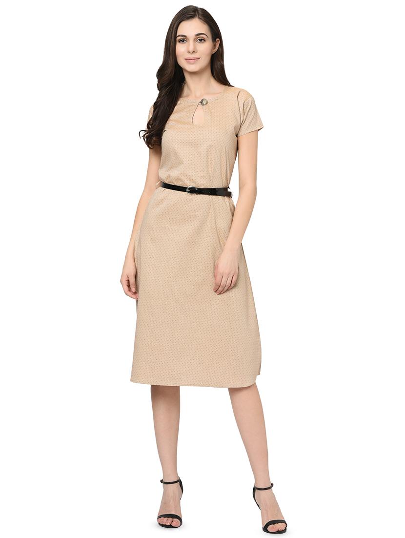 keyhole neck belted a-line dress - 16529547 - Zoom Image - 1