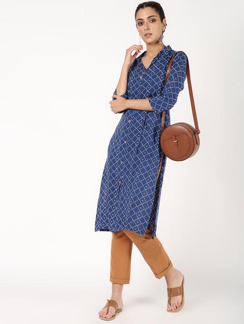 printed straight kurta - 16529632 - Standard Image - 1