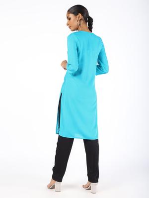 embroidered straight kurta - 16529711 - Standard Image - 3