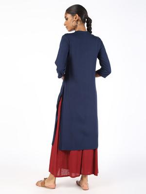 embroidered straight kurta - 16529721 - Standard Image - 3