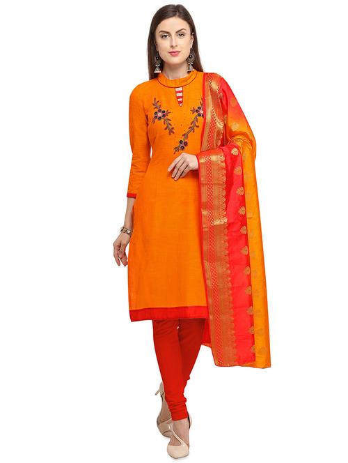 embellished churidaar unstitched suit - 16530451 - Standard Image - 1