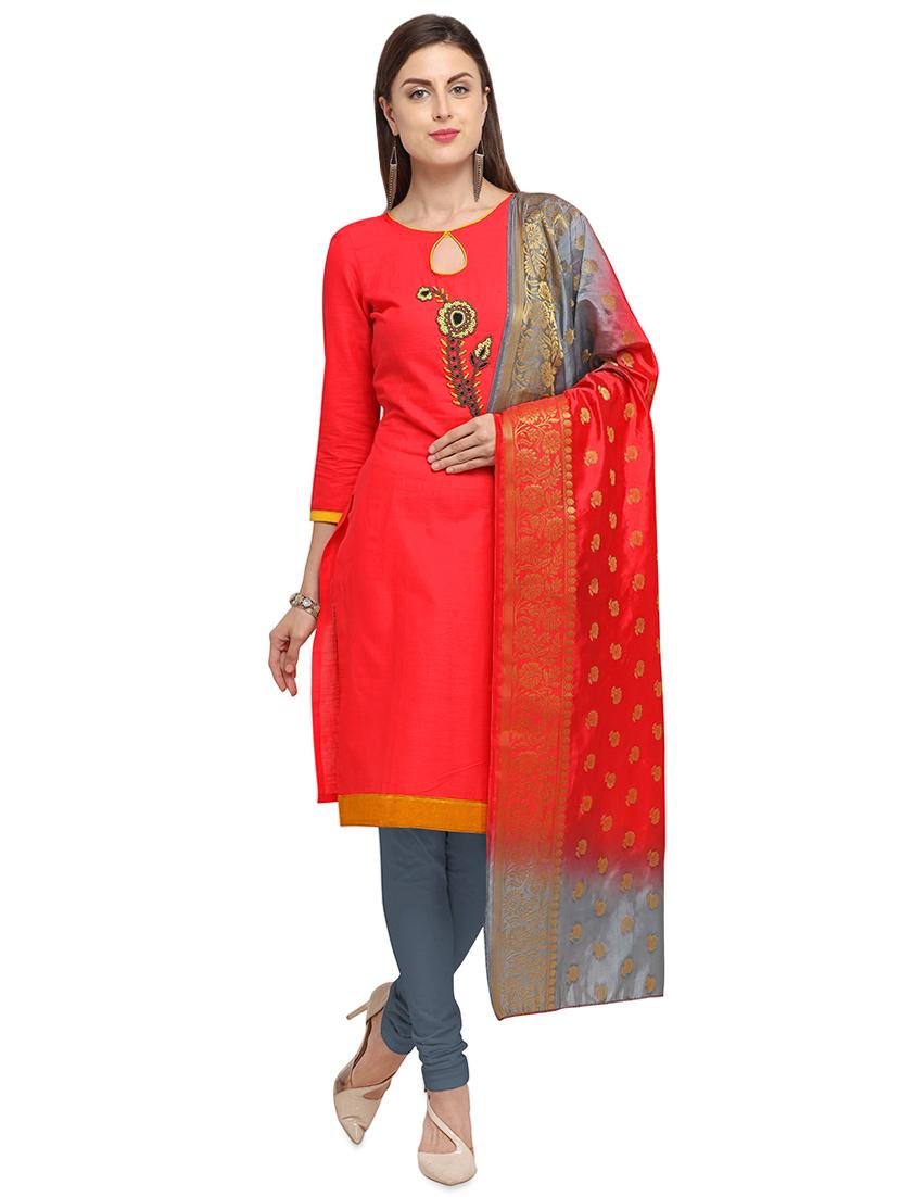 embellished churidaar unstitched suit - 16530452 - Zoom Image - 1