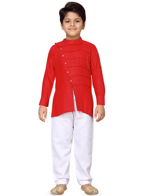 red cotton kurta pyjama set - 16530660 - Standard Image - 1