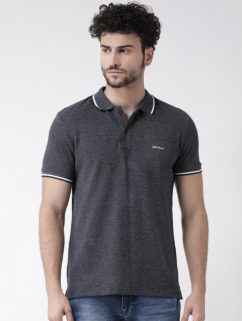 grey solid polo t-shirt - 16530825 - Zoom Image - 1