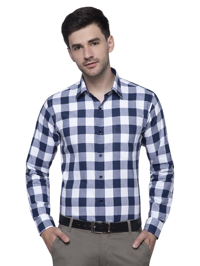blue checkered formal shirt - 16530851 - Zoom Image - 1