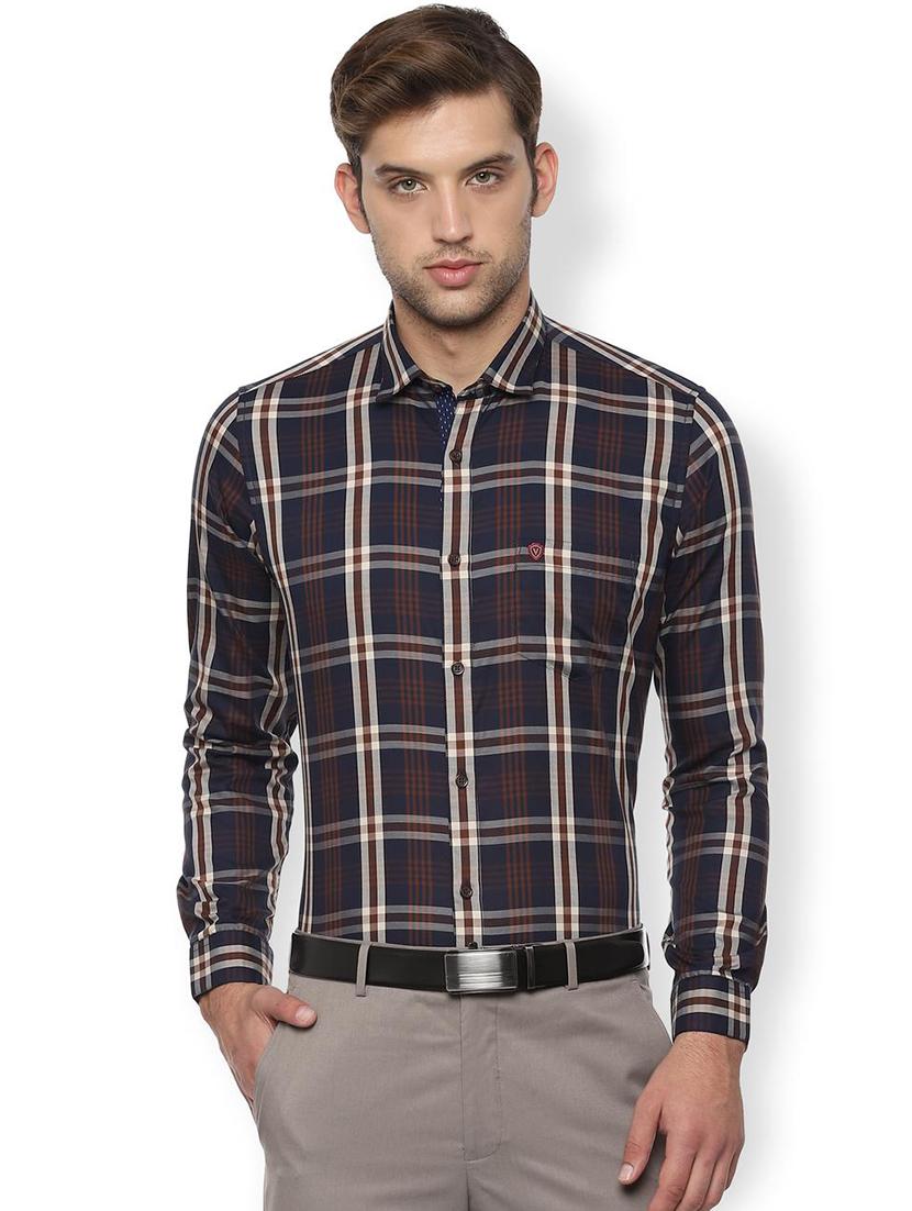 navy blue checkered casual shirt - 16531112 - Zoom Image - 1