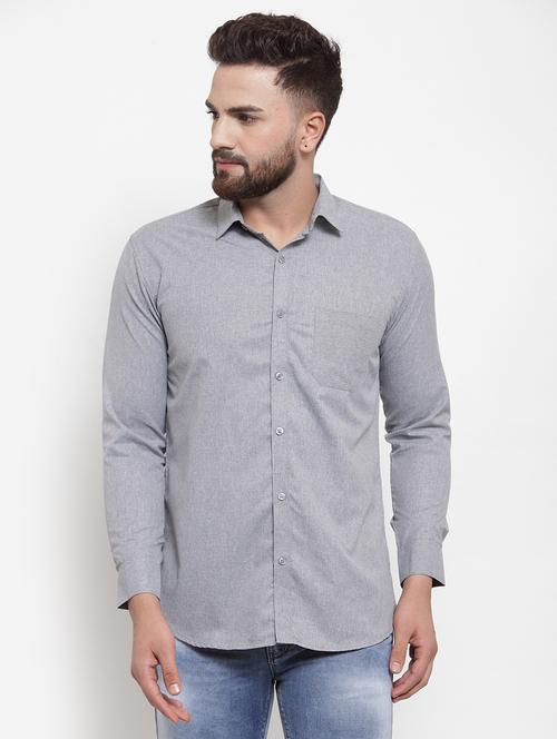grey solid casual shirt - 16532073 - Very Small Image - 1