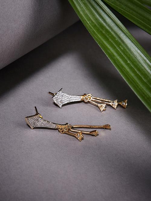 gold metal drop earring - 16532376 - Very Small Image - 1