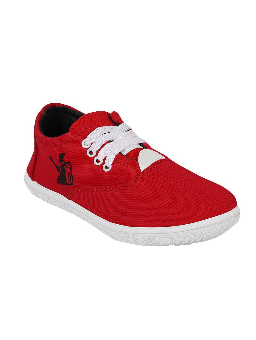 kzaara red canvas lace up sneakers - 16532487 - Zoom Image - 1