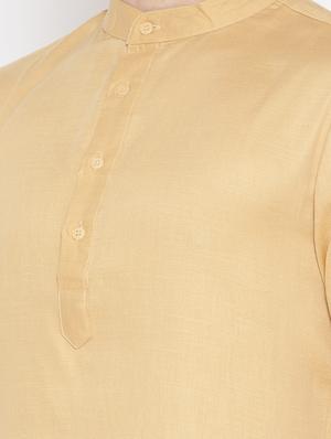 beige solid long kurta - 16532603 - Standard Image - 4
