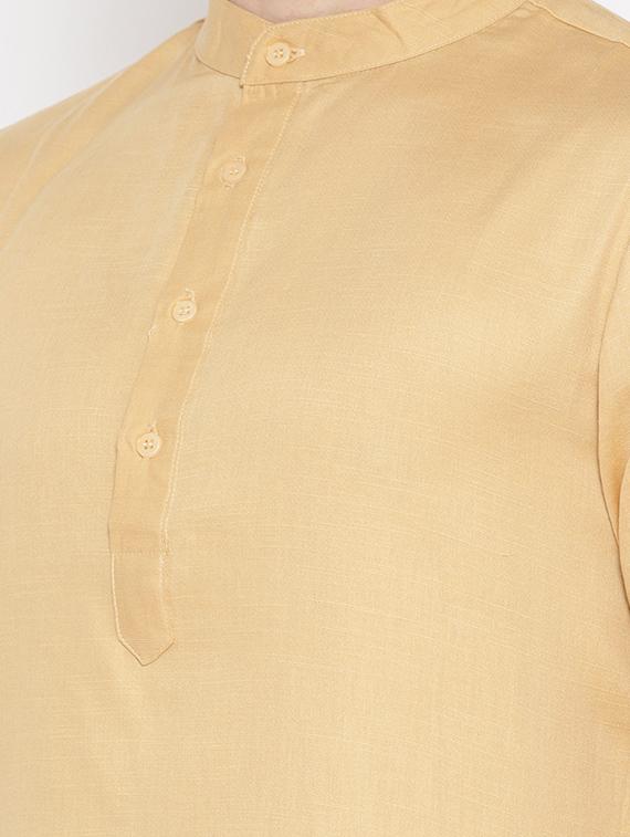 beige solid long kurta - 16532603 - Zoom Image - 4