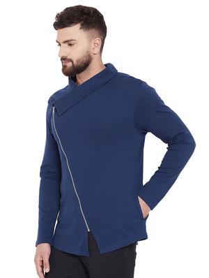navy blue solid asymmetric t-shirt - 16533956 - Standard Image - 2