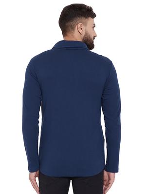 navy blue solid asymmetric t-shirt - 16533956 - Standard Image - 3