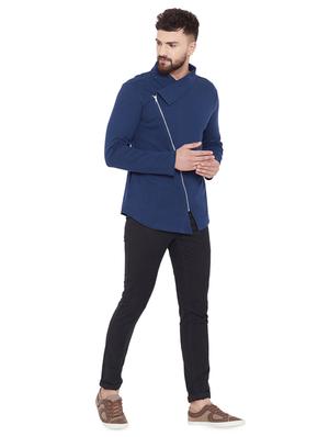 navy blue solid asymmetric t-shirt - 16533956 - Standard Image - 4