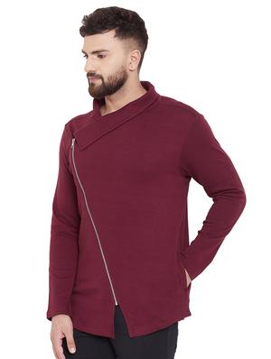 maroon solid asymmetric t-shirt - 16533959 - Standard Image - 2
