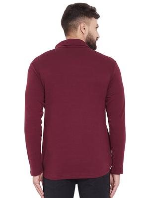 maroon solid asymmetric t-shirt - 16533959 - Standard Image - 3