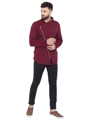 maroon solid asymmetric t-shirt - 16533959 - Standard Image - 4