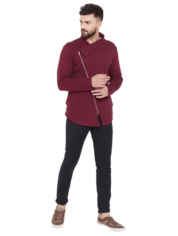 maroon solid asymmetric t-shirt - 16533959 - Zoom Image - 4