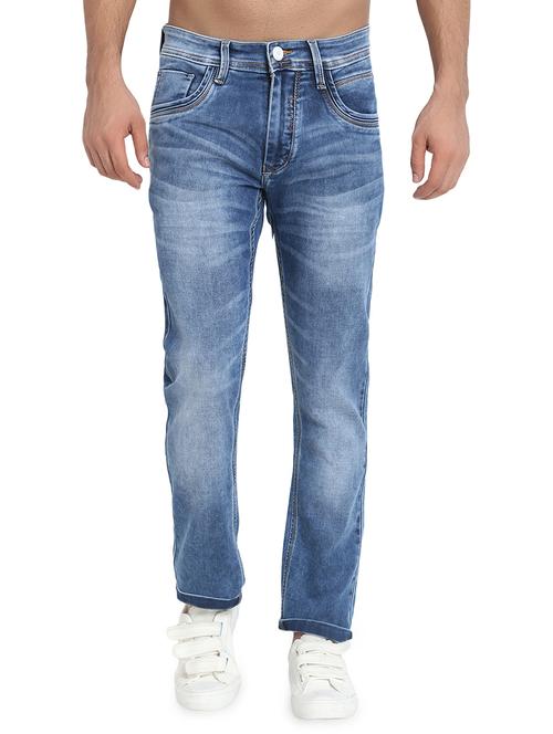 blue cotton blend washed jeans - 16533991 - Standard Image - 1