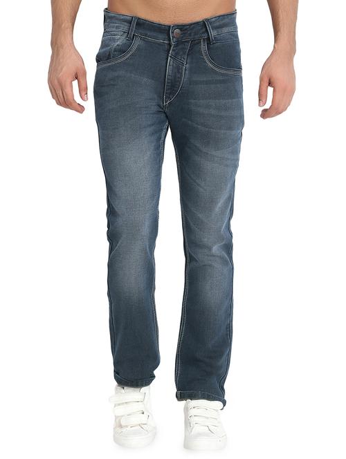 blue cotton blend washed jeans - 16533994 - Standard Image - 1
