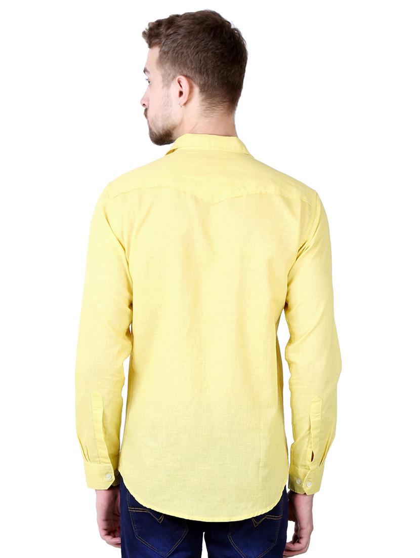 yellow linen casual shirt - 16534200 - Zoom Image - 3