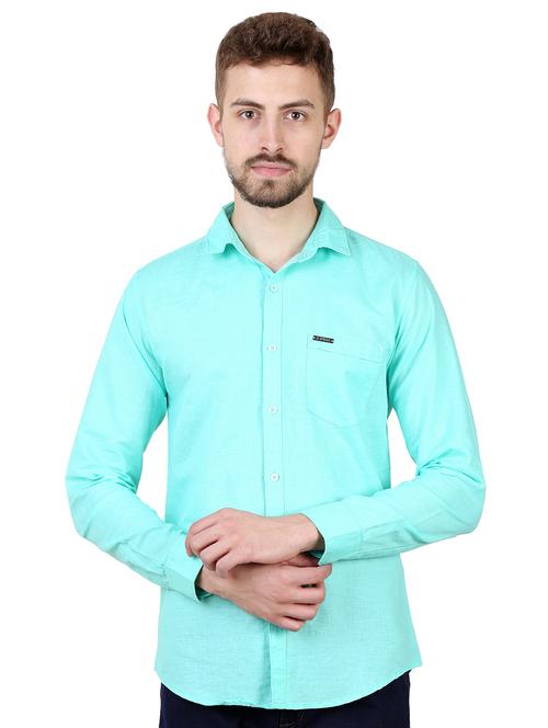 green linen casual shirt - 16534201 - Standard Image - 1