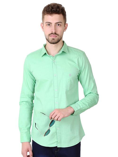 green solid casual shirt - 16534210 - Standard Image - 1