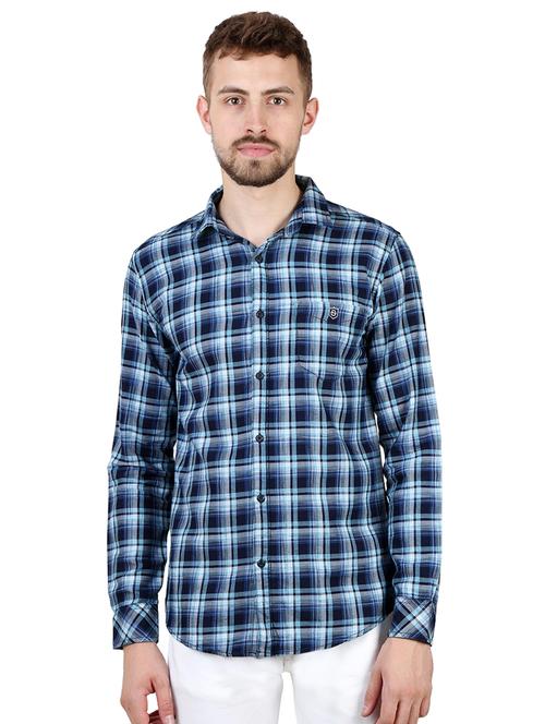 blue checkered casual shirt - 16534225 - Standard Image - 1