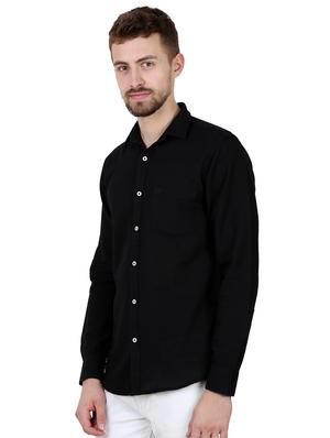 black solid casual shirt - 16534228 - Standard Image - 2