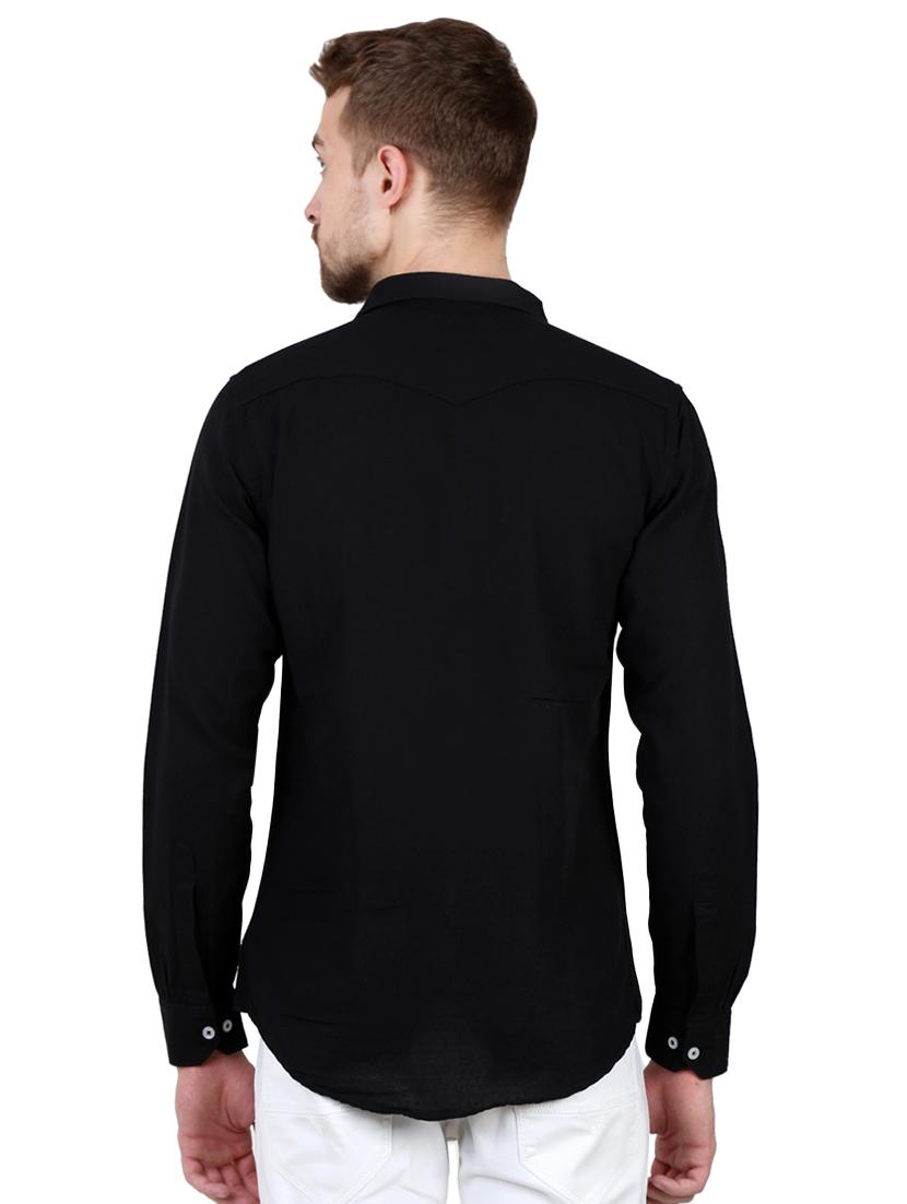 black solid casual shirt - 16534228 - Zoom Image - 3