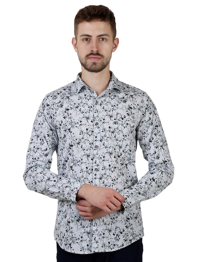 grey floral print casual shirt - 16534232 - Zoom Image - 1