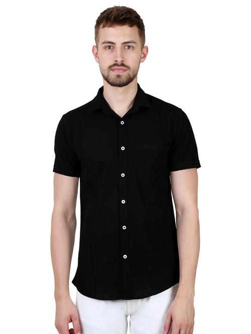 black solid casual shirt - 16534235 - Standard Image - 1