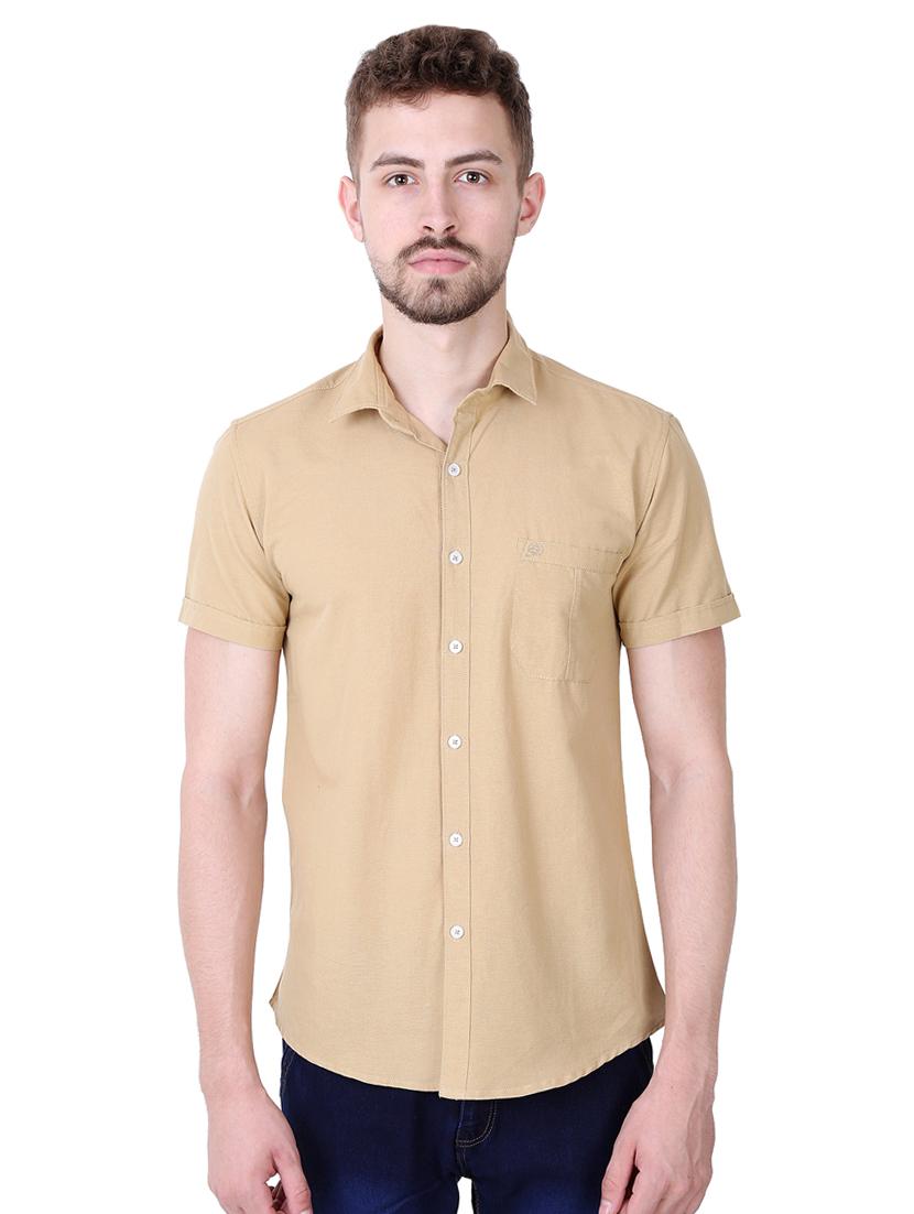 beige solid casual shirt - 16534236 - Zoom Image - 1