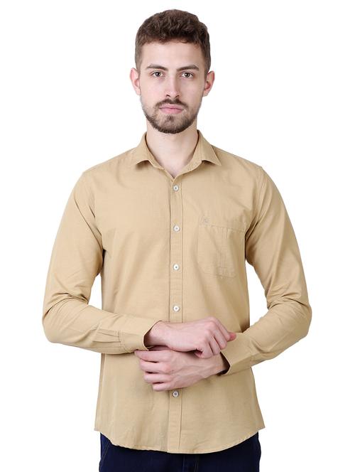 beige solid casual shirt - 16534241 - Standard Image - 1