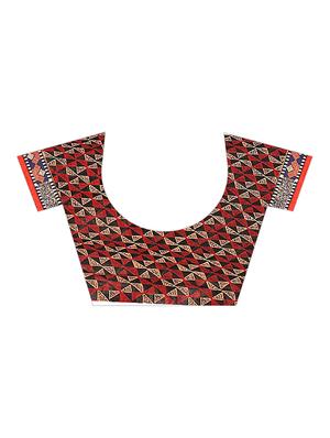 geometrical printed saree with blouse - 16534571 - Standard Image - 3
