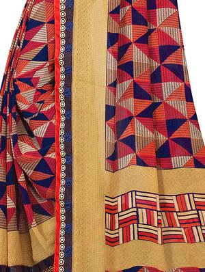 geometrical printed saree with blouse - 16534571 - Standard Image - 4