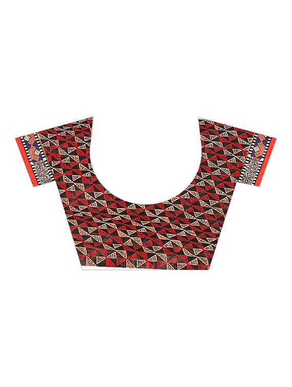 geometrical printed saree with blouse - 16534571 - Zoom Image - 3