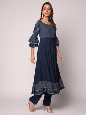 bell sleeved flared kurta - 16534686 - Standard Image - 2