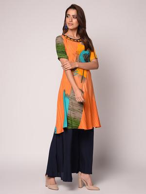 printed flared kurta - 16534689 - Standard Image - 2