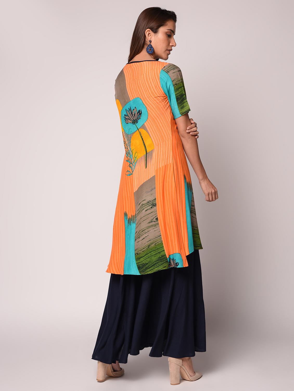 printed flared kurta - 16534689 - Zoom Image - 3